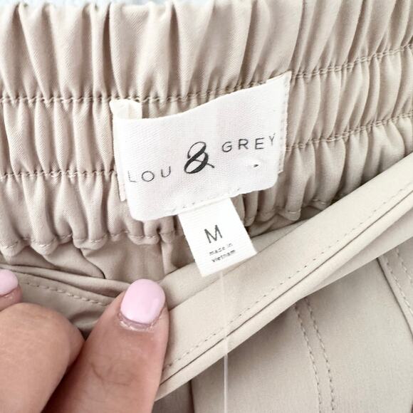 Lou & Grey Beige Wanderweave Cargo Style Straight Wide Leg Pants New Medium - Picture 8 of 11